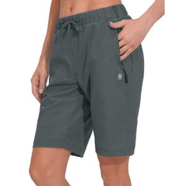 Little Donkey Andy Women's Lightweight Breathable Hiking Shorts, Quick-Dry Golf Shorts with Zipper Pockets, Air-Holes Tech Gray Heather S