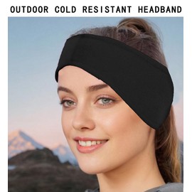 Ear Warmer Ski Headband - Ear Cover Head Wrap Moisture Wicking Sweatband Running Headwear Earmuffs (Black, One Size)