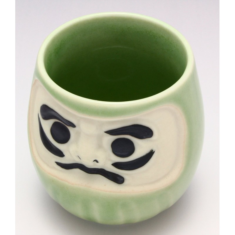 Mino Ware K11213 Feng Shui Daruma Sushi Teacup Green (Talented