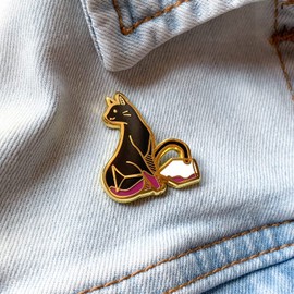 Cocktail Critters Enamel Pins for Bartender Aprons, Jackets, Backpacks and Purses, Shirt and Suit Lapels, Cute Button Badges Brooch Fashion Jewelry (Cat x Wine)