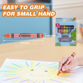 WOSWEL Super Washable Jumbo Crayons Bulk, 24 Pack Crayons with 8 Bright Colors, Non-Toxic Easy-Grip for Toddlers 1-3 & Kids Ages 4-8, Safe Art Supplies for Coloring Books & School Projects