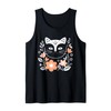 Minimalist Cat Elegant Floral Botanical Line Art Tank Top