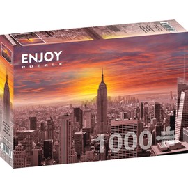 ENJOY Puzzle New York City Skyline Cityscape at Sunset – 1000 Pieces Jigsaw Puzzle for Adults – Matte Finish, Soft Touch, Easy to Assemble, Tight Fit, Vivid Colors, Missing Pieces Service