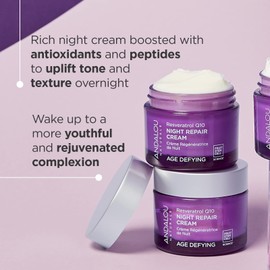 Andalou Naturals Resveratrol Q10 Night Repair Cream 1.7 Ounce Age Defying Moi...