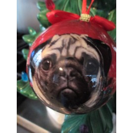 PUG ~ CHRISTMAS BALL ORNAMENT    #31