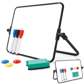 Romon Dry Erase Mini Whiteboard A4, Magnetic Portable Double-Sided Writeable Easel White Board with Stand for Children, Students, School Supplies, Office, 21.5 x 30 cm