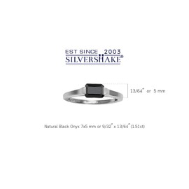 Silvershake 1.51 CTW 7X5mm Natural Octagon Shape Black Onyx White Gold Plated 925 Sterling Silver East-West Solitaire Gemstone Promise Ring Jewelry for Women Size 10