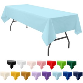 PartiPallete 3-Pack Premium Plastic Light Sky Blue Tablecloth Disposable 54" x 108" Rectangle Table Cover Party Baby Pale Blue Table Cloths for Parties Birthdays Weddings Baby Shower Picnic Events