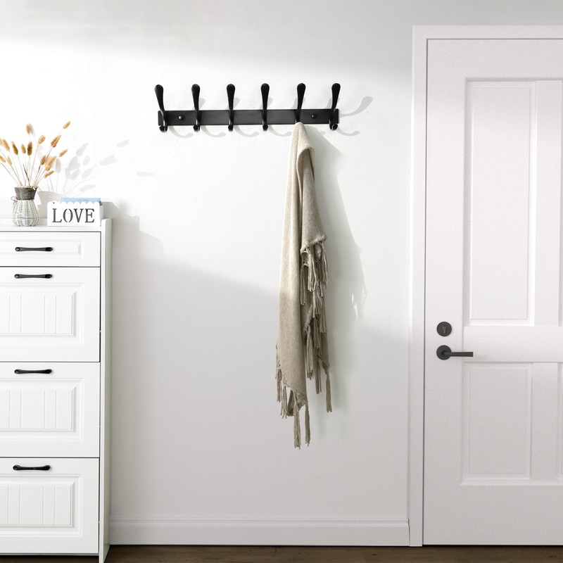 SKOLOO Coat Rack Wall Mounted - 6 Hooks, Pack of