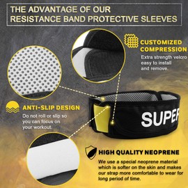 Bandas de resistencia para ejercicios con bandas protectoras para piernas y glúteos para mujeres y hombres, antideslizantes, paquete de 2 bandas de resistencia de látex con 1 par de fundas funcionales de nailon y acolchado de neopreno