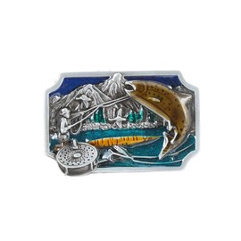Hebilla para cinturón de vaquero indio para hombre y mujer, Pescar, Talla única