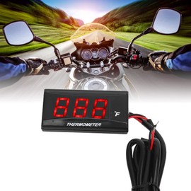 Water Temperature Gauge, Motorcycle Water Temperature Gauge DC12V, Accurate, Easy to Install, Waterproof for Modifications (Red)