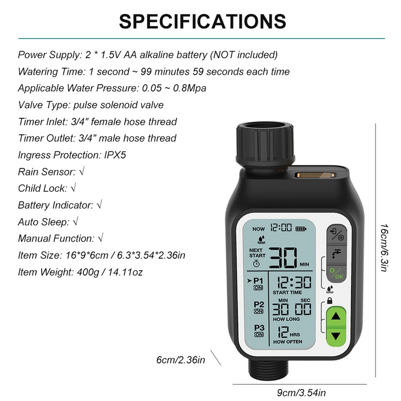 Electronic Irrigation Regulator Automatic Irrigation Timer with Large LCD Screen