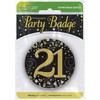 OakTree 3" Badge 21st Birthday Sparkling Fizz Black Gold Holographic