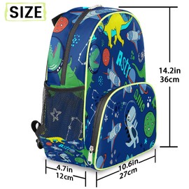 Lightweight Dinosaur Backpacks for Boys - 4-6 Years Kids School Backpack Water Resistant Rucksack School Toddler Bookbag Cartoon Casual Daypack with 2 Bottle Pockets for Sport, Travel, Outdoor (Blue)