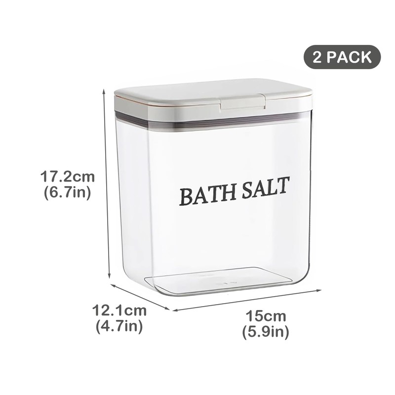 Yomjarl 2 Pack Salt Container,2 L Bath Salt Container With
