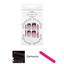 Sethexy Short Square False Fingernails French Ballerina Rhinestone False Nails Shiny Nails Stick On Pack of 24 Acrylic Pink Press on Nail Tips for Women and Girls