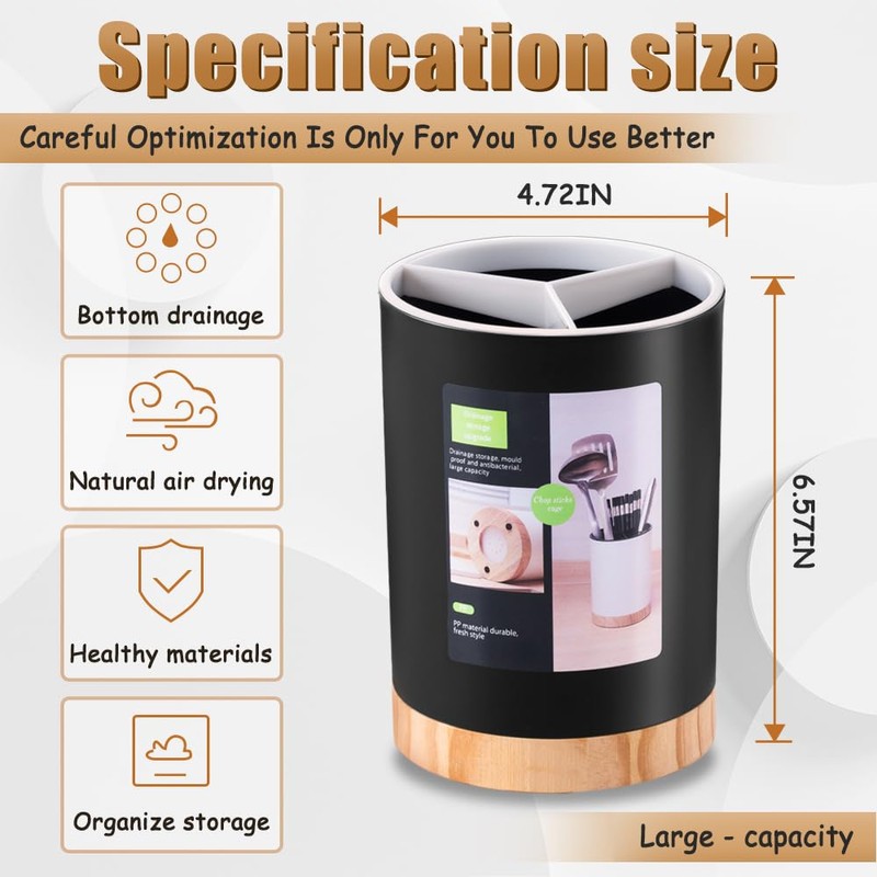 Tiosamd Kitchen Utensil Holder Tableware Storage Bucket, Spoon Chopsticks Fork