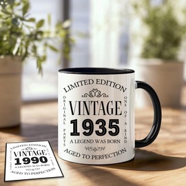 GLAKEUN 90th Birthday Gifts For Men and Women, 90th Birthday Gift Ideas, Ceramic 1935 Coffee Mugs, 80th Birthday Mugs, 90 Year Old Birthday Gifts for Mom Dad Friend Family Christmas Birthday Valentine