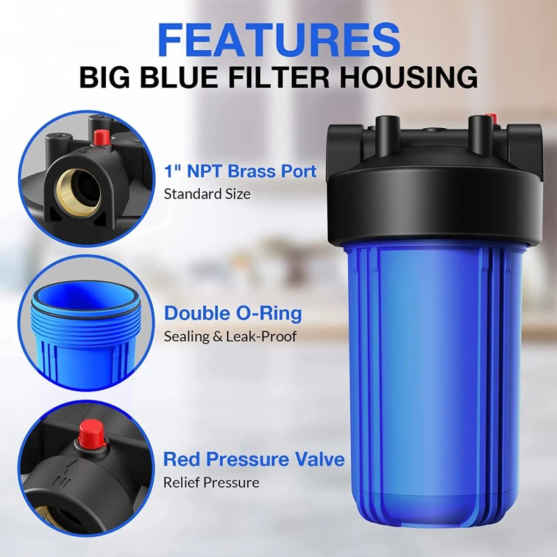 Universal 10" x4.5" Big Blue Whole House Water Filter Housing