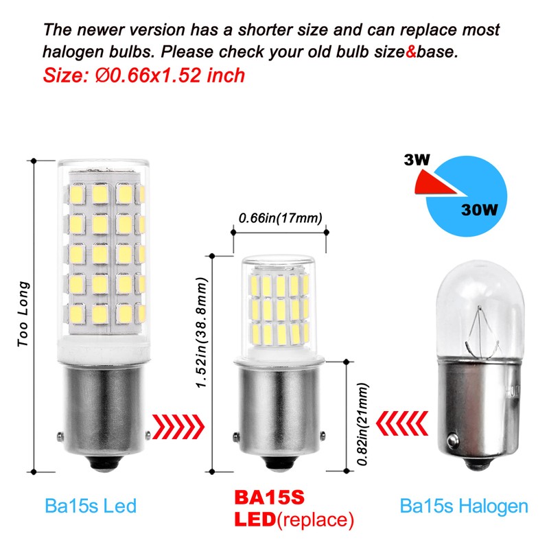 12 Volt BA15S Led Bulbs,1156 1141 6000k Daylight White,DC Bayonet