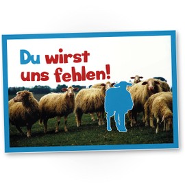 DankeDir! Du wirst uns fehlen Schafe - Schild als Abschiedskarte Jobwechsel Geschenkidee Abschiedsgeschenk Kollegen Geschenk Verabschiedung Kollege Chef Abschied Arbeitskollege im Büro