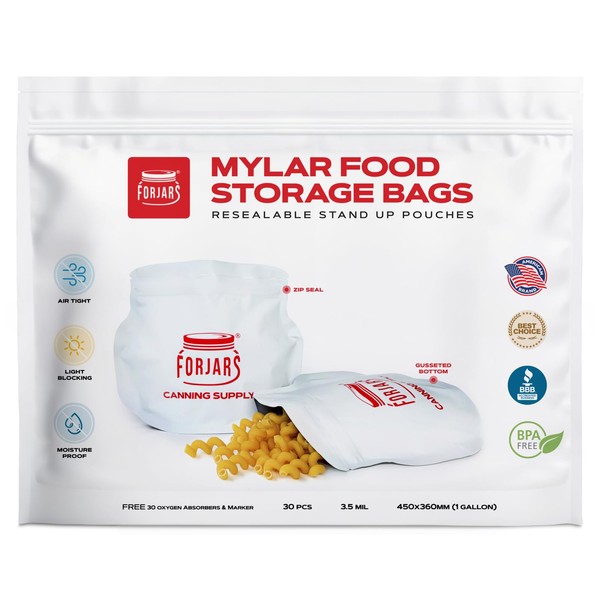 ForJars Extra Thick Mylar Bags for Food Storage - Pack