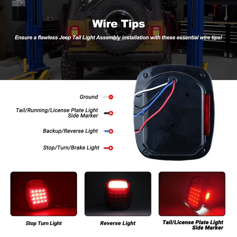 Tail Lights Assembly Replacement for 1979-2006 Wrangler TJ YJ CJ5