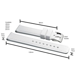 Alpine Sporty Silicone Watch Band | Waterproof Quick Release Rubber Watch Strap| White Lightweight & Adjustable Silicone Watch Band Man |22mm Rubber Watch Strap Compatible with Regular & Smart Watches