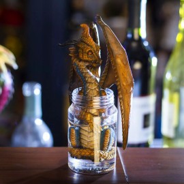 Pt Pacific Giftware Liquor Moonshine Spirits Winged Dragon in Jar Resin Figurine