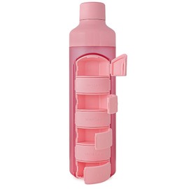 Yos Health Bottle Pill Box, Water Bottle (4 or 7 Compartments) 375 ml, Drinking Bottle with Tablet Box, Drinking Bottle with Tablet Compartment