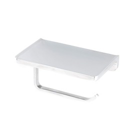 Linkaa Toilet Paper Holder with Shelf Polished Chrome,Bathroom Accessories Wall Mount Phone Holder,SUS304 Stainless Steel Tissue Paper Roll Holder Cell Phone Storage Shelf, Inc. (Polished Chrome)