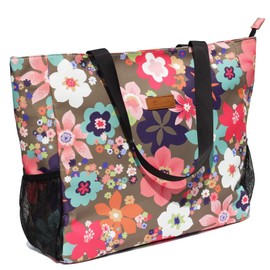 ESVAN LARGE BEACH BAG Water Resistant Lightweight 20 inch Women Oversize Tote Bag for Gym Beach Travel Pool Yoga Nurse, Flower, X-Large, Fashion