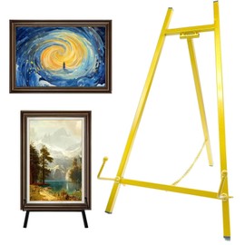 Metal Easel Stand, 16.5" x 8.7" x 4.3" Modern Metal Tripod Plate Stand with Chain Support, Table Top Easel Stand for Mirror, Wedding Display Picture, Board, Platter, Book, Photo