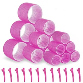 TopBine Self Grip Rollers Hair Curlers 30Pcs Set with 18Pcs Hair Roller 3 Sizes (6 Large Rollers, 6 Medium Rollers and 6 Small Rollers) and 12 Clips for Long Medium Short Hair Volume