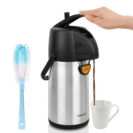 Airpot Coffee Dispenser Thermal with Pump,2.2L/74 Oz Insulated Stainless Steel Large Airpot Coffee Carafe Lever Action for Hot/Cold Water,Thermal Carafes for Hot Cocoa for Parties