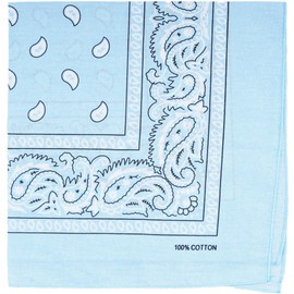 Raylarnia Bandana Multi-Purpose 100% Cotton Headbands for Women, 22 inch Paisley Cowboy Bandanas for Men (Light Blue)