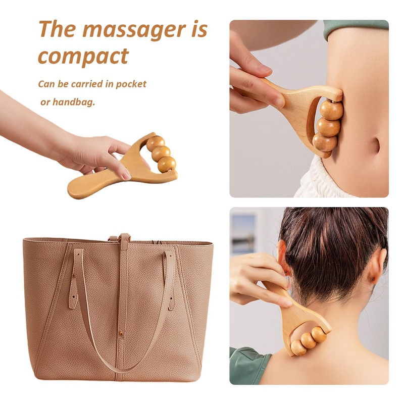 3-teiliges Rollenmassagegerät, Holzroller-Kugelmassagegerät, Beinmuskel-Entspannungsgerät, Muskelmassagegerät, geeignet für Erwachsene