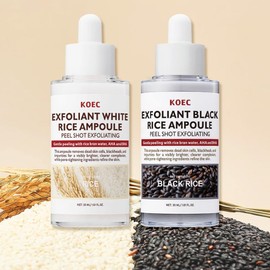 KOEC Set De Ampollas Exfoliantes De Arroz 2PCS, Blanco Y Negro, Minimizador De Poros E HidratacióN Profunda Para El Rostro, Exfoliante Suave Para Piel En Crecimiento