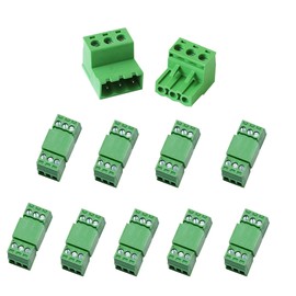 kuosbiu 10 Set 3 Pin 2.54MM Pitch Screw Terminal Block Connector for 28-16AWG, Pluggable Quick Connector-Phoenix Type Connector