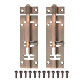 MECCANIXITY Barrel Bolt 3.82 x 1.38 Inch Door Latch Lock Stainless Steel Security Interior Exterior Sliding Lock with Mounting Screws for Door Window Slide Gate Cabinet Red Bronze, Pack of 2