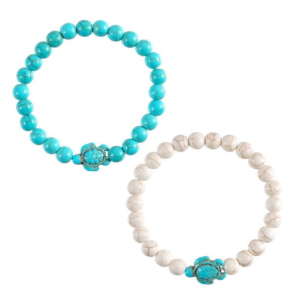 Handmade Bohemian Turquoise Turtle Beads Chain Adjustable Woven Stackable Bracelets