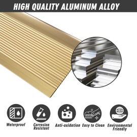 Heainaiyoo Metal Floor Transition Strip, Aluminum Threshold for Doorways, for Gap from 0.4″to 1.6″, for Doorways Tile Wood Vinyl Laminates, Size 36in x 4in x 1.32 in (Gold, 1pack)
