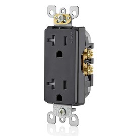 Leviton 20 Amp Decora Tamper-Resistant Duplex Electrical Wall Outlet, T5825-E, Black