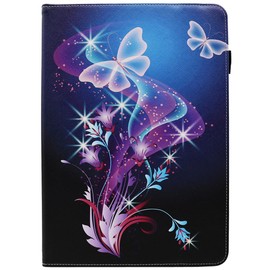 Universal 7 8 Inch Android Tablet Case, Dluggs PU Leather 360 Degree Rotating Multi-Angle Viewing Stand Case Cover for 7.0 8.0 and All 7.0-8.5 Inch Tablet, Shiny Butterfly