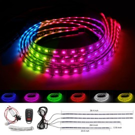 Roykaw Golf Cart Underglow LED Light Strip Kit Underbody Neon Lighting Standard Million Color LED Compatible with EZGO/Club Car/Yamaha, Water Resistant Flexible Tubes and Remote Control