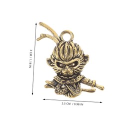 Operitacx Chinese Monkey King Brass Keychain Charm Feng Shui Amulet For Wealth And Good Luck For DIY Jewelry And Backpack Accessories