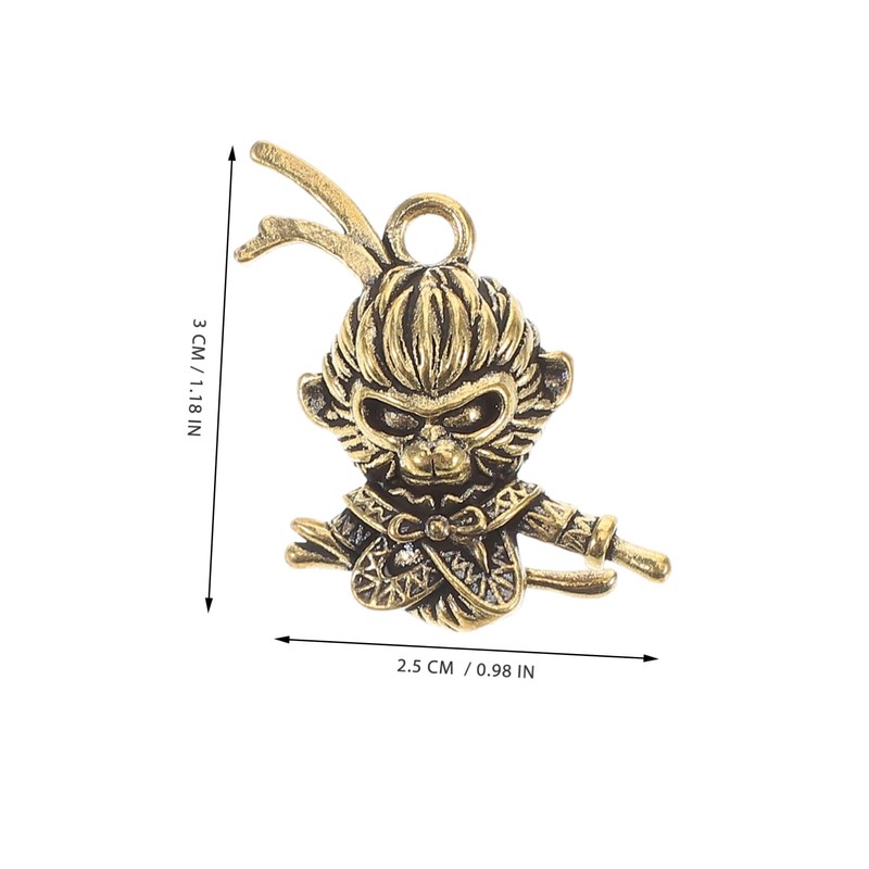Operitacx Chinese Monkey King Brass Keychain Charm Feng Shui Amulet