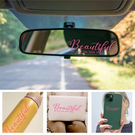Set 3Pcs Be Your Own Kind of Beautiful Rearview Mirror Decal Self Love Affirmation Car Decals Water Bottle Laptop Window Sticker Vinyl Waterproof 4x1.1 Inches Decal New Car Accessories for Mom Dad