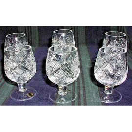 Neman Russian Cut  Crystal Shot Glasses on Short Stem 1.7oz (50 ml). Set of 6